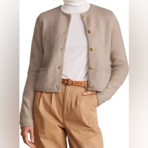 Sioni Classy Tan Gold Button Front Plush Cardigan Sweater - Picture 1 of 8